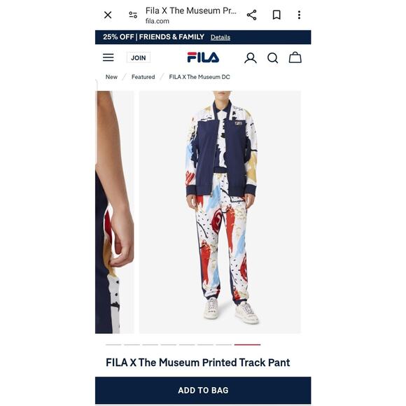 FILA X The Museum Printed Track Pant Sz Small LM131189 410 - Picture 3 of 14